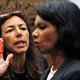 Code Pink member Desiree Anita Ali-Fairooz confronts Secretary of State Condoleezza Rice on October 24, 2007 in Washington. Image via AP.